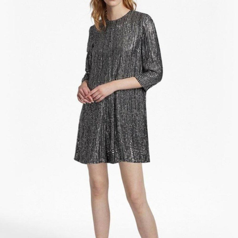 French Connection Beautiful Silver Sequin Jumpsuit